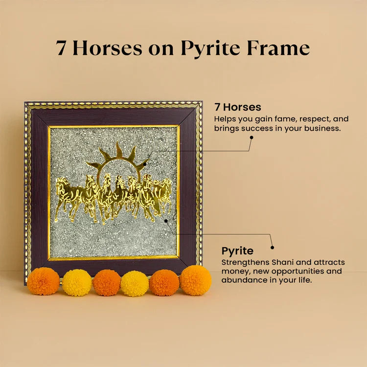 Mantra Abhimantrit 7 Horses Ashirbad Raw Pyrite Frame