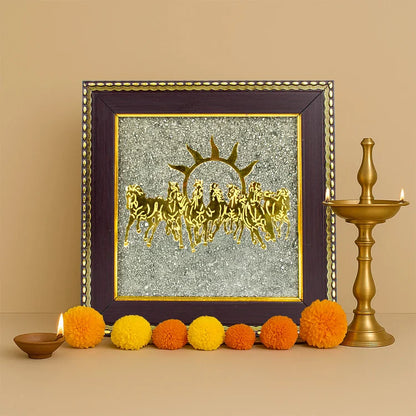 Mantra Abhimantrit 7 Horses Ashirbad Raw Pyrite Frame
