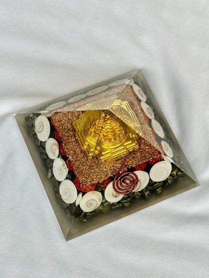Laxmi & Vishnu Ashirbad Pyrite Crystal Laxmi Yantra Pyramid
