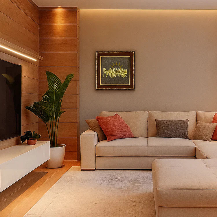 Mantra Abhimantrit 7 Horses Ashirbad Raw Pyrite Frame