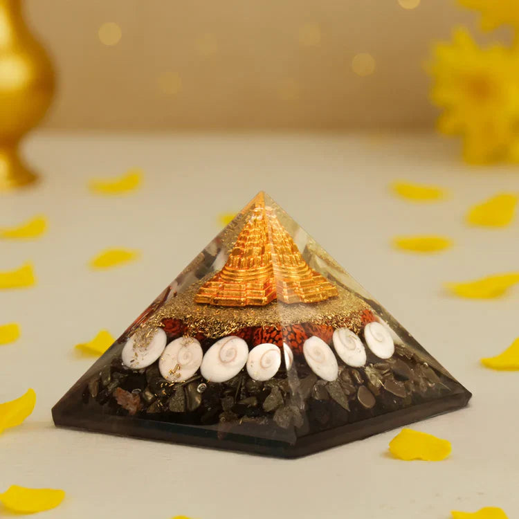 Laxmi & Vishnu Ashirbad Pyrite Crystal Laxmi Yantra Pyramid