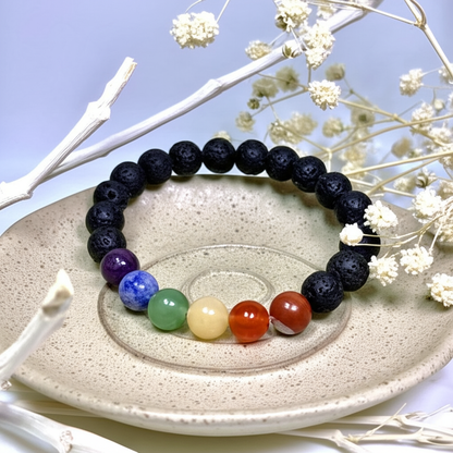 7 Chakras Lava Bracelet