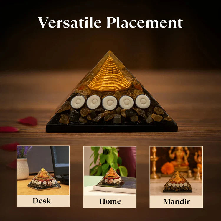 Laxmi & Vishnu Ashirbad Pyrite Crystal Laxmi Yantra Pyramid